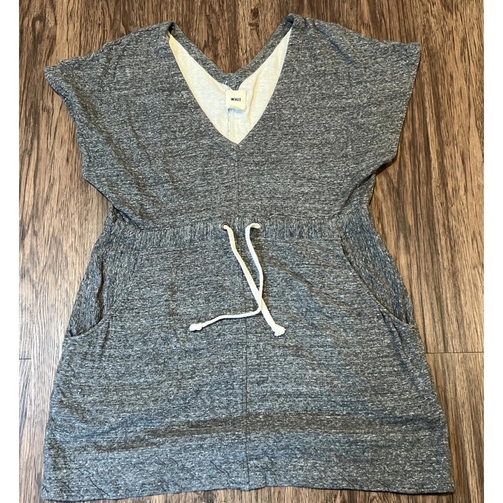 WHIT By Anthropologie V-neck Short Sleeve Dress In Gray Size M